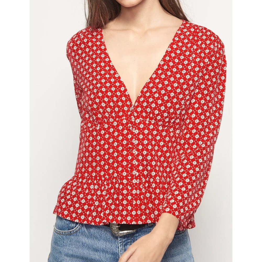 Ba&Sh "Carlo" red floral top SZ: 2 (Medium)